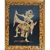 Indonesische bamboelijst met ingelegd Wayangfiguur